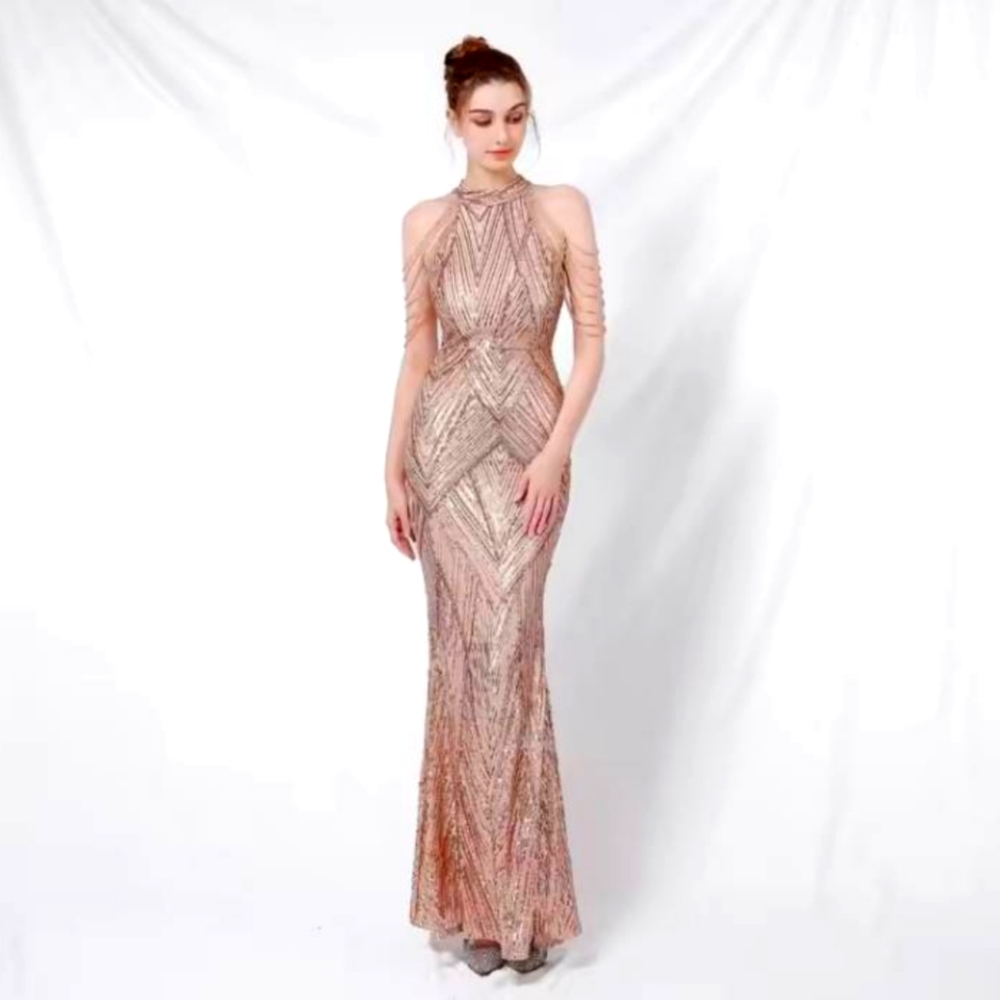 Beatiful Wedding party Sequin Bridesmaids Dress - Picture 1 of 3